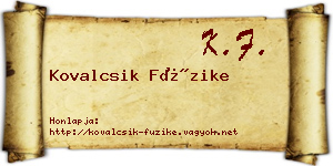 Kovalcsik Füzike névjegykártya